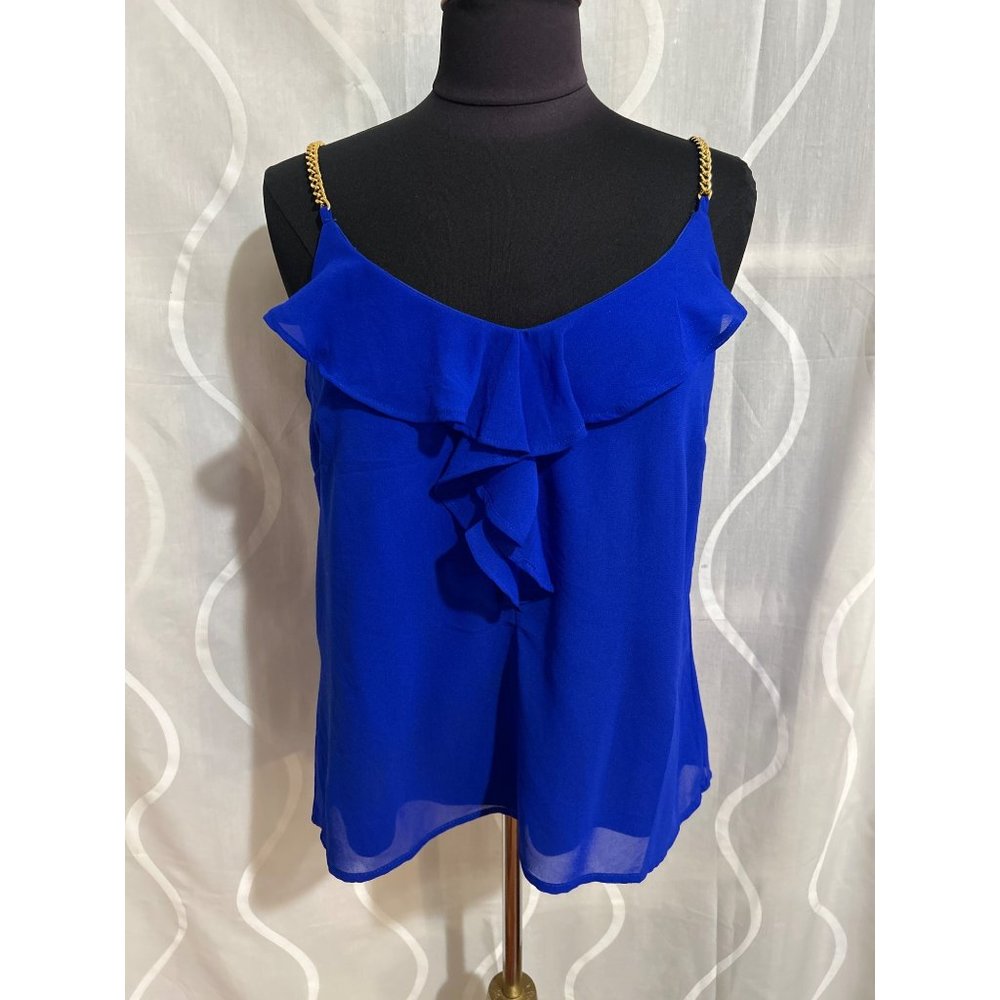 Dizzire Royal Blue, Ladies, Sleeveless Top With Gold Tone Chain Straps, Size Lar